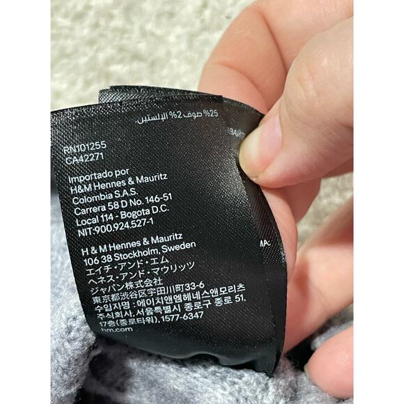 H&M Womens Sz Small Crew Neck Long Sleeve Ribbed Pullover Oversized Sweater Gray - Picture 8 of 12